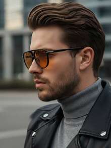 1 件男女通用复古方形时尚眼镜 - 简约双桥设计，黑色镜框和镜片，适合派对、拍照和休闲装，派对眼镜，现代简约，耐用眼镜