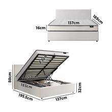 SUN YEE Bed Frame Double Size Gas Lift Boucle Beds With Mattress Set - White - View 9
