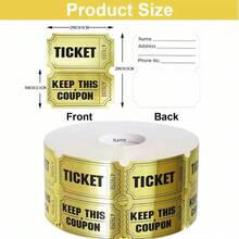 2000 张抽奖券，金色双卷金属金箔券，适用于活动、教室或学校嘉年华、秋季集市、家庭游戏奖品、派对用品礼品、数字筹款券奖品（1000 张）。 - 彩色 - 查看 5