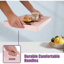 Pink Serving Trays, Decorative Serving Tray With Handles, Coffee Table Rectangular Trays Plastic Tray Ottoman Bathroom, Living Room, 15. U201Dx 10.2u201Dx1.37u201D - Hồng + 15,7" x 11,8" x 1,6" - Xem 3
