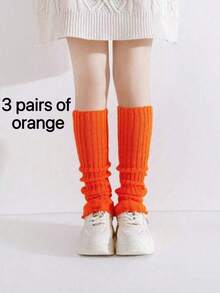 1/5/10 Pairs Girls All-Match Leg Warmer Socks For 4-12 Years, Christmas Girls Socks,New Year Socks,Fashionable And Comfortable, Suitable For Jk Styles, For Autumn/Winter Daily Wear, Candy Colors, Black&White, For A Gift