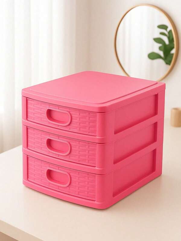 Micro Porta tudo 3 Gavetas de Armazenamento Colorido 4 Cores Porta Objetos Rattan Multiuso