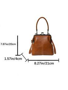 Leather Crossbody Bag For Women, Retro Style Mini Handbag With Adjustable Shoulder Strap, Solid Color Lightweight City Tote , Top Handle Handbags, Shoulder Bags, Crossbody Bags,Fashionable And Versatile, Suitable For Commuting And Dating - 彩色 - 查看 10