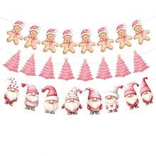 9-Piece Set Of 3D Pink Santa Claus And Gingerbread Man Honeycomb Ornaments - Super Cute, Snowman, Santa Claus, Reindeer, Christmas Tree Shaped Ornaments - Universal Table Decorations For Christmas, Holidays, And Birthday Parties