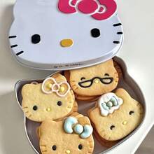 Sanrio Cartoon Hello Kitty Airtight Metal Storage Tin Box, Cookies/Gift Box Floral Bow Candy/Jewelry/Hair Accessory/Note Packaging Box Jewelry Box, Birthday/Valentine's Day Gift