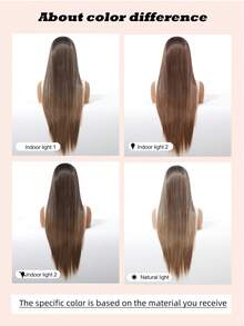 13*3.5英寸高密度150%蕾丝前假发，高品质舒适女士假发，渐变色，30英寸中长直发，采用耐热合成纤维制成，适合度假、家庭聚会、角色扮演和日常佩戴。 - 漸層 - 查看 8