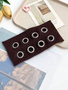 1 pièce Bandeau tricoté ajouré pour femmes, style casual polyvalent, simple, punk rock, sportif. Accessoire capillaire en matériau élastique et respirant en polyester. Écharpe d'hiver, serre-tête chaud pour femmes - Multicolore - Voir 7