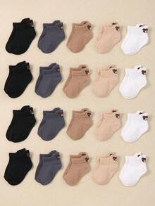 20/10/5 pares de calcetines tipo barco con diseño de oso lindo para niños pequeños, calcetines para bebés, con pestaña en el talón para un diseño antideslizante, diseño con estampado de oso lindo, adecuado para bebés de 0 a 3 años. Calcetines para recién nacidos, calcetines para niños pequeños, calcetines para bebés. - Multicolor - Ver 21