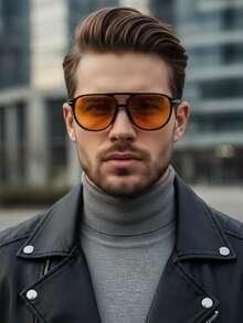 1 件男女通用复古方形时尚眼镜 - 简约双桥设计，黑色镜框和镜片，适合派对、拍照和休闲装，派对眼镜，现代简约，耐用眼镜