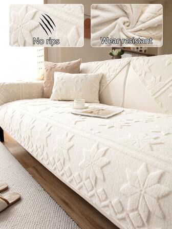 1pc Thick Plush Sofa Cushion Cover, All-Season Sofa Seat Protector, Modern Minimalist Design, Warm, Non-Slip, Dust-Proof, Machine Washable, Soft, Fade-Resistant, Pet-Friendly, Fits L-Shaped And 1/2/3/4-Seat Sofas For Bedroom, Office, Living Room