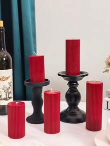 5cm * 17.5cm Wine Red Gear Cylindrical Aromatherapy Candle Atmosphere Decoration, Soy Candle Decoration Center, Wedding, Party, Ramadan, Daily, Christmas Home Decoration Candles, Suitable For Giving Gifts To Women/Men On Birthdays, High-End Niche Gifts - Burgundy - View 5