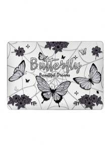 1 Piece, Vintage Butterfly, Blue Cute Kitten Print Transparent Ultra-Thin Acrylic Laptop Sleeve, Featuring Floral Pattern, Matte Anti-Fingerprint, Full-Wrap Splash-Proof, 3D Shockproof, 3D Cooling Vents, Compatible With AIR13 2025/Pro 16 M4/M3/M2, Is A Must-Have Laptop Sleeve