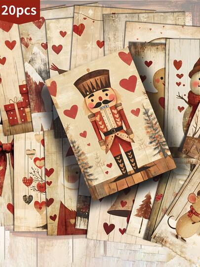 20 张复古圣诞明信片 - 4x6 英寸经典海报插图，可收藏的装饰卡片，非常适合剪贴簿和手工制作，带有圣诞老人、雪人和节日装饰品的圣诞节假期设计，节日贺卡收藏 | 复古明信片设计 | 详细插图，圣诞贺卡