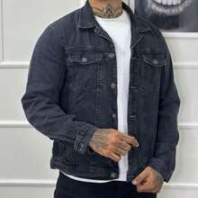 Men's Denim Jacket - Dark Grey - View 1