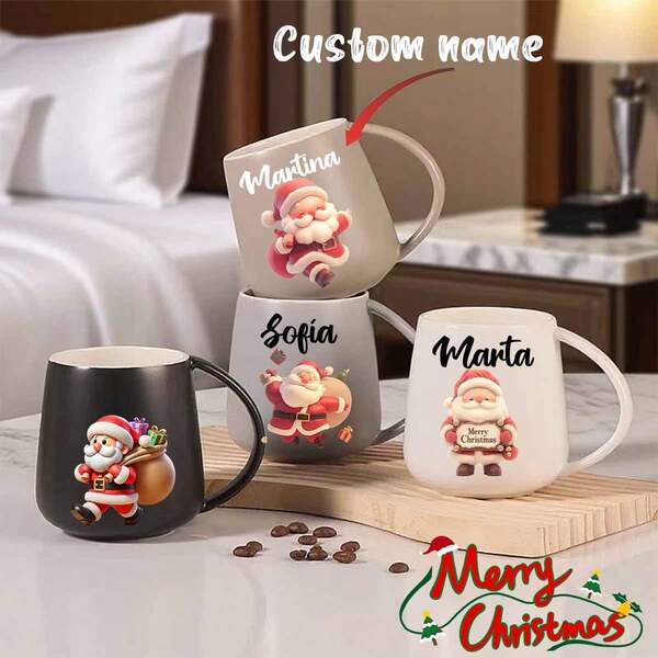1pc Christmas Day Theme Custom Mug! Customized Name + Blessing, 400ml Capacity Just Enough To Hold Hot Milk, High-Value Water Cup With Lid Spoon, Ceramic Cup Coffee Cup, Practical Souvenir For Christmas Gifts, Matte Matte Texture Makes It Look High-End, Suitable For Christmas Dining Table/ Bedroom Bedside Table, Best Friend/ Couple/ Family Is All Concerned, Drinking Water In Winter Is Super Ritualistic