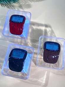 1pc Wood Grain Electronic Counter, Convenient Ring-Shaped Electronic Counter With 8 Channels, Multi-Function Audible Reminder, Settable Value, Digital Display Electronic Counter Ring, Boxed - Multicolor - View 1