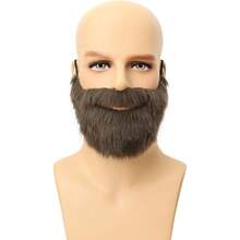 Men Dress Up Fake Beard and Mustache Costume Fake Beard for Halloween Cosplay Party - Marrón - Ver 6