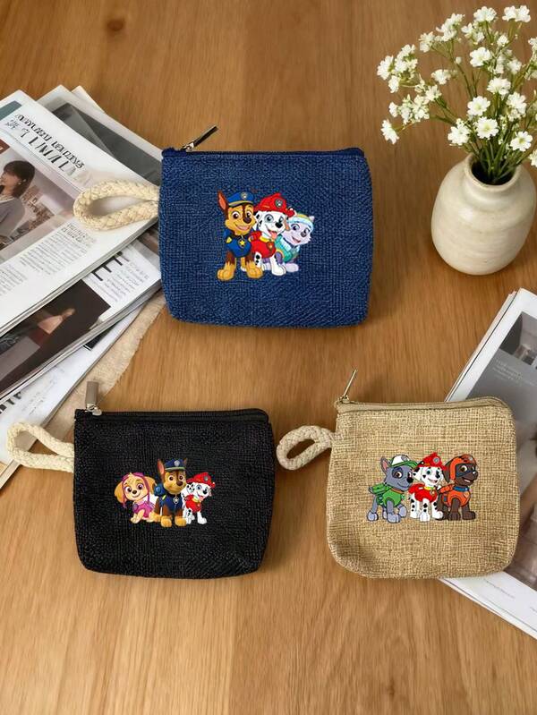 Paw Patrol 1 pieza Monedero casual diario, bolsa de almacenamiento, estuche para lápiz labial, bolsa para llaves, bolsa de cosméticos, bolsa de almacenamiento de cable de datos, bolsa de mano de la Patrulla de Cachorros