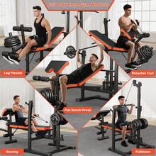 GIKPAL 10-In-1 Adjustable Weight Bench Press Set With Row Machine & Lat Pull Down, Multi-Function Workout Bench With Leg Developer & Preacher Curl, Full Body Strength Training Exercise Equipment For Home Gym, 880lbs Max Weight - Black + Orange - View 3