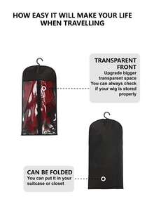 4PCS Wig Stand Kits - Wig Bags Storage With Hanger+Wig Stand, Wig Bags Storage With Hanger, Portable Collapsible Holder Durable Wig Display Tool Travel Stand For All Wigs - Multicolor - View 3