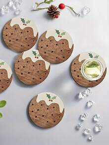 6/3/1 pièce Dessous de verre en bois mignon pour Noël, convient pour la décoration de table de Noël, les meubles, les dessous de verre pour boissons à la maison, les dessous de verre pour verres à vin, cadeaux de Noël, décorations de Noël, cadeaux pour Noël, décorations de Noël et des fêtes