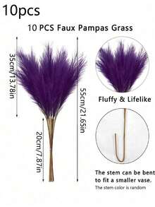 30 Stück lila 55cm künstliches Pampasgras Kurz-Ornamente, Pampasgras Blumen Vase Füllmaterial, geeignet für boho Heim- und Hochzeitsdekoration (5/10/30/20 Stück)