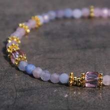 1 pieza Pulsera de piedra natural con inspiración en la dopamina, de moda y minimalista (cuarzo rosa y aguamarina con acentos metálicos). Presenta colores ricos, lo que la convierte en un accesorio ideal para mujeres. Esta pieza versátil es adecuada para usar durante las vacaciones o el ocio diario, y también sirve como un regalo perfecto para reuniones con amigos. Hecho de materiales naturales.