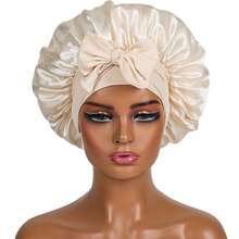 Women's Bonnet: Solid Color Adjustable Tie Style, Fashionable Silky Satin Cap For Casual Hair Protection And Non-Slip Sleep Wear