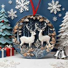 1 Decoração de Natal Acrílica de Cervo, Estilo Clássico, Enfeite de Parede 3D, Decoração Multiuso para Árvore de Natal, Sem Necessidade de Energia, Natal, Adequado para Decoração Doméstica, Decoração de Cozinha, Inverno, Decorações de Cena de Natal, Enfeites de Natal para Pendurar