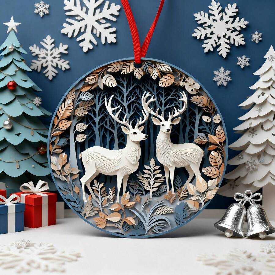 1 Decoração de Natal Acrílica de Cervo, Estilo Clássico, Enfeite de Parede 3D, Decoração Multiuso para Árvore de Natal, Sem Necessidade de Energia, Natal, Adequado para Decoração Doméstica, Decoração de Cozinha, Inverno, Decorações de Cena de Natal, Enfeites de Natal para Pendurar