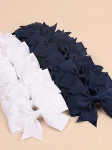 24pcs Girls Back To School Navy Blue And White Tartan Fabric Bow Hair Clips,Swallow Tail Hair Bows,Elegant Hair Accessories First Day Of School Gifts - Multicolor - View 4