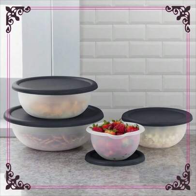8-Piece Lidded Bowl Set In Four Sizes, Perfect For Prepping, Serving, And Storing. Dark Gray, Dishwasher- For Easy Cleaning, And Stackable For Efficient Space Utilization.