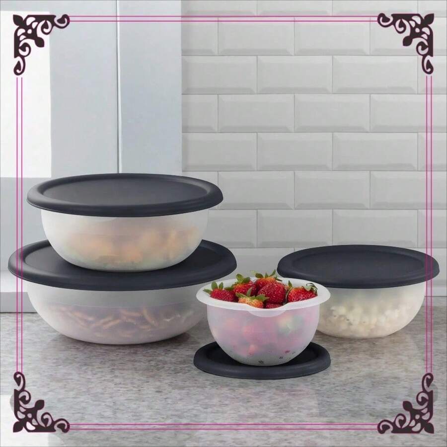 8-Piece Lidded Bowl Set In Four Sizes, Perfect For Prepping, Serving, And Storing. Dark Gray, Dishwasher- For Easy Cleaning, And Stackable For Efficient Space Utilization. - 1 - 查看 1