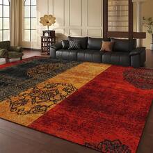 1pc European Classic - Gothic Color Block Patchwork Bohemian Carpet, Super Soft Plush Faux Cashmere Modern Area Rug, Machine Washable, Suitable For Living Room, Bedroom, Office And Dining Area - Perfect For Halloween, Christmas, Easter, Thanksgiving Decor, 700GSM, Indoor/Outdoor Use, Home Decor - Multicolor - View 4