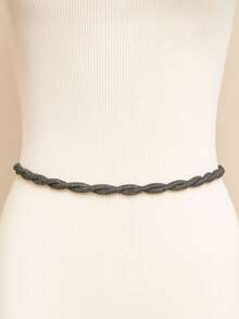 Twisted Rhinestone Belt Chain Glitter Gold And Silver Metal - Grafite - 查看 3
