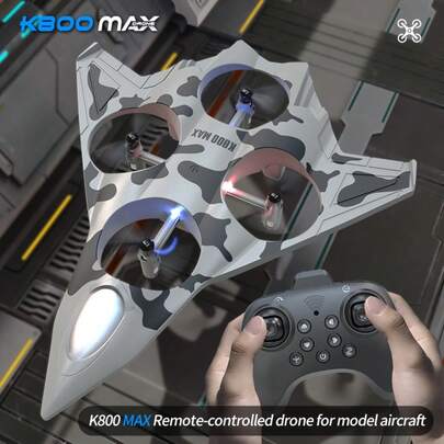 CASRRA Drone de Controle Remoto K800, Feito de Material Anti-Queda SBS, Cor Camuflada, Recursos de Rolagem/Decolagem/Descida/Hover/Lançamento Manual com Um Toque, Adequado para Iniciantes, Uso em Ambientes Internos/Externos/Festas, Brinquedo Multicóptero, Modelo de Avião de Caça Brinquedo de Controle Remoto (Hélices Sobressalentes Incluídas), Também um Excelente Presente de Aniversário/Natal/Halloween