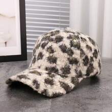 1 pezzo Berretto da baseball unisex in finta pelliccia con stampa leopardata, adatto per uso quotidiano, all'aperto, per strada, per feste