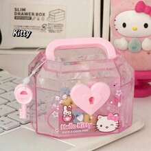 Sanrio 1 pieza Caja de joyería transparente con tapa de  , , , , de alta calidad, ideal para pulseras de cuentas DIY, almacenamiento de juguetes, almacenamiento de bloques de construcción, regalo de cumpleaños/Día de San Valentín