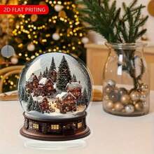 迷人村庄雪花玻璃球亚克力装饰 - 非常适合圣诞节、冬季和感恩节装饰 | 非常适合桌面、客厅、卧室等，圣诞装饰 - 彩色 - 查看 5