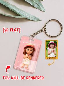 Catygift Custom 2D Flat Keychain, Personalized AI-Rendered Photo Keychain, Unique Gift For Daughter, Family Keepsake, Photo Upload Customization