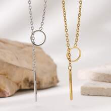 Women's Y-Necklace With Round & Rectangular Pendants, Delicate Chain Design, Essential For Casual Outfits, Versatile Accessory For All Year Round, Modern Necklace, Spiral Pendant Shape, Fashionable Statement Piece, Ideal For Jewelry Lovers, Birthday, Holiday, Christmas, New Year Gifts