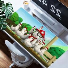 1pc Extra Large  Cartoon Mouse Pad - Rubber Material, Oblong Rectangle Shape, Stitched Edges, Non- & Washable Desk Mat For Computer, Office & Gaming Setup