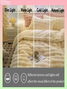 3 pezzi Set biancheria da letto morbido e confortevole - 1 copripiumino e 2 federe, tessuto liscio e delicato sulla pelle, disponibile in più colori, adatto per dormitorio, camera da letto, decorazione della casa - Set copripiumino in finta pelliccia/alternativa al piumino, set copripiumino in tessuto morbido con chiusura lampo e 2 federe, senza piumino incluso, misure Singolo, Matrimoniale, King, Queen - Bianco crema - Visualizzare 7