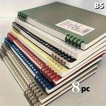 A Set Of 8 B5 Hardcover Spiral Notebooks, Featuring A Retro And Dreamy Design, Thick Tearable Pages, Detachable Spiral Coils, Highly Suitable For Students And Work Use, Highlighting The Finished Product Effect, College Style, Essential For Study, Office Stationery, Retro Design, Retro Notebook, Smooth Writing, Thick Paper, Ring Binder Notebook, Lined Notebook, For Creative Writers And Professionals - 8 miếng làm dày nâng cấp - Xem 7