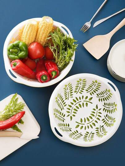 2-Layer Drain Basket, Kitchen Vegetable Fruit Washing Bowl, Draining, Storage, Cleaning