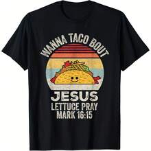 Vintage Retro Wanna Taco Bout Jesus Funny Taco Christian T-Shirt Women'S T-Shirt Gift T-Shirt Sports ,Comfortable home wear, Casual fashion,Sizes S - 5XL Black - Negro 30 - Ver 2