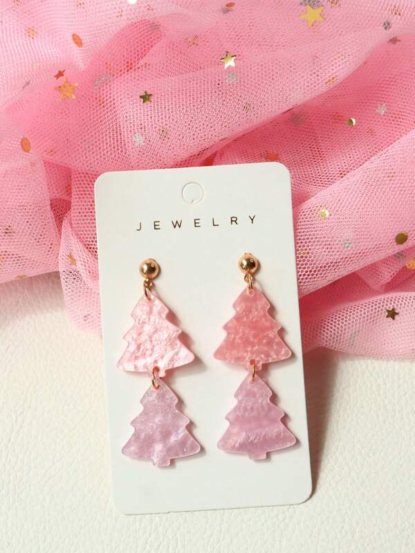 1 Pair Cute Christmas Bling Acrylic Earrings, Dangling Sparkly Christmas Tree Design, Funny Women's Earrings, Holiday Gift
