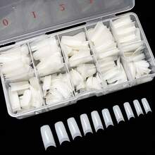 500PCS Half Cover False Nails Tips - Acrylic Nail Tips 10 Sizes Lady French Style Acrylic Artificial Tip Manicure With Box For Nail Tips Art Salons And Home DIY - White - View 1