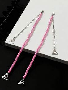 1 par de tirantes decorativos de sujetador para mujer en color rosa - Compatibles con vestidos sin espalda, con opciones de rosa/lazo/concha, cadena de pecho desmontable, de lujo ligero, versátil para reemplazar, ideal para vestidos sin espalda, blusas hombro descubierto, bodas