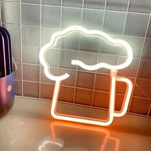 1pc LED Neon Beer Cup Light, USB Or Battery Powered, PS Plastic Material, Suitable For Holiday, Home, Party, Wall Decor, Camping, Home Bar, Garage, Cafe, Nightclub Indoor Atmosphere Lighting, Valentine's Day, Mother's Day, Children's Day, Christmas And Other Holiday Decorations - White - View 17